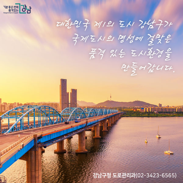 대한민국 제1의 도시 강남구가 국제도시의 명성에 걸맞은 품격 있는 도시환경을 만들어갑니다.