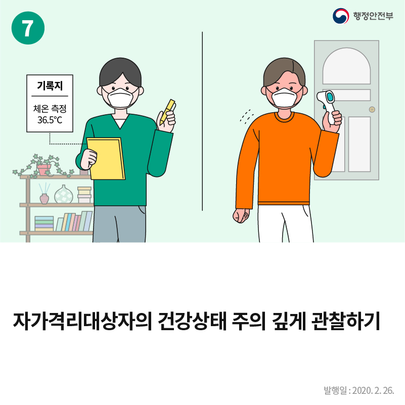 자가격리대상자 가족·동거인 생활수칙 7가지