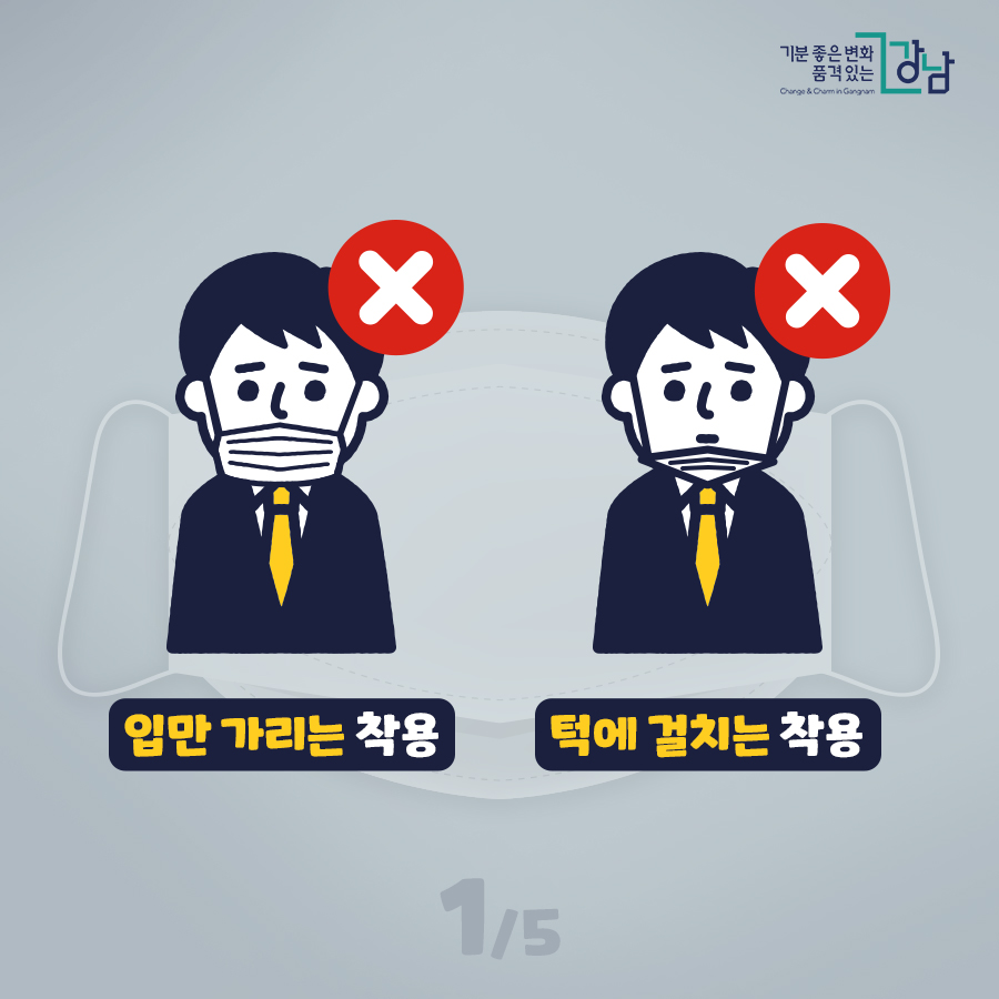 입만 가리는 착용 턱에 걸치는 착용