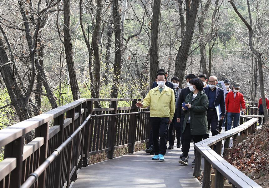 강남구청장 대모산 데크길 점검 - 2