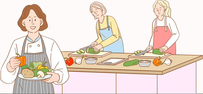 제철 식재료로 요리 보고, 조리하고!