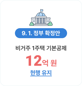 9. 1. 정부 확정안-비거주 1주택 기본공제 12억 원 현행 유지