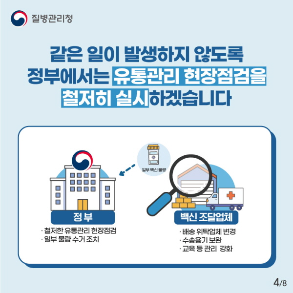 같은 일이 발생하지 않도록 정부에서는 유통관리 현장점검을 철저히 실시하겠습니다.