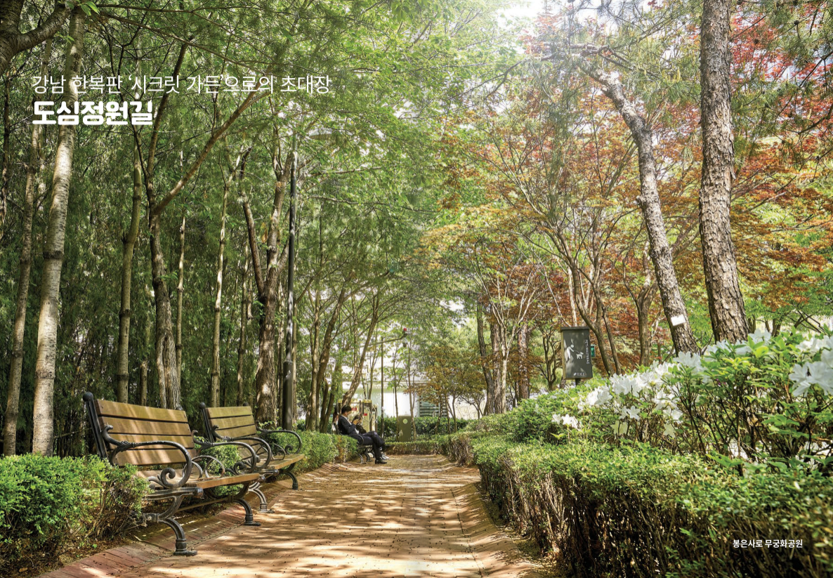 ‘기분 좋은 변화, 품격 있는 강남’을 실현 중인 강남구(구청장 정순균)가 최근 강남의 도심길, 둘레길, 힐링길 등 기존 12개 코스에 산책길 5개 코스가 더해져 걷기의 즐거움을 누릴 수 있는 ‘강남17길’을 선보였다.