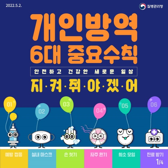 개인방역 6대 중요 수칙 지켜줘야겠어! 안전하고 건강한 새로운 일상을 위해 꼭 지켜줘야겠어!