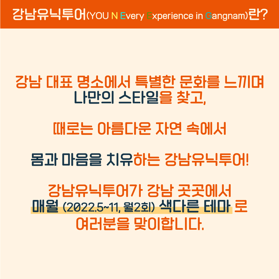 강남유닉투어(YOU N Every Experience in Gangnam)란?