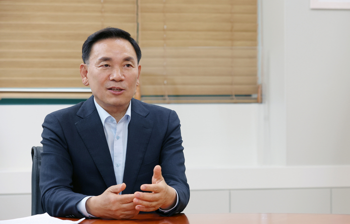 조성명 강남구청장이 26일 구청장실에서 뉴스1과 인터뷰를 하고 있다. 2023.06.26/뉴스1 @News1