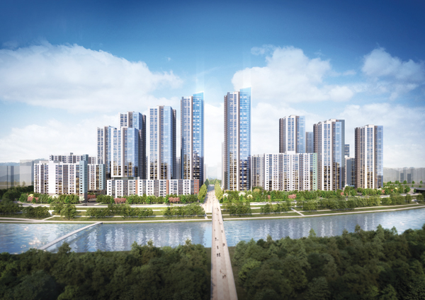 미도아파트 조감도-양재천변 스카이라인.