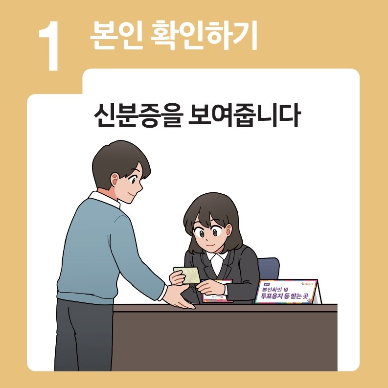 본인확인 : 신분증을 보여줍니다.