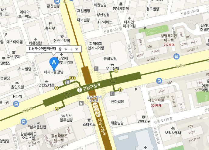 강남구수어통역센터 위치지도 (강남구청역 사거리)