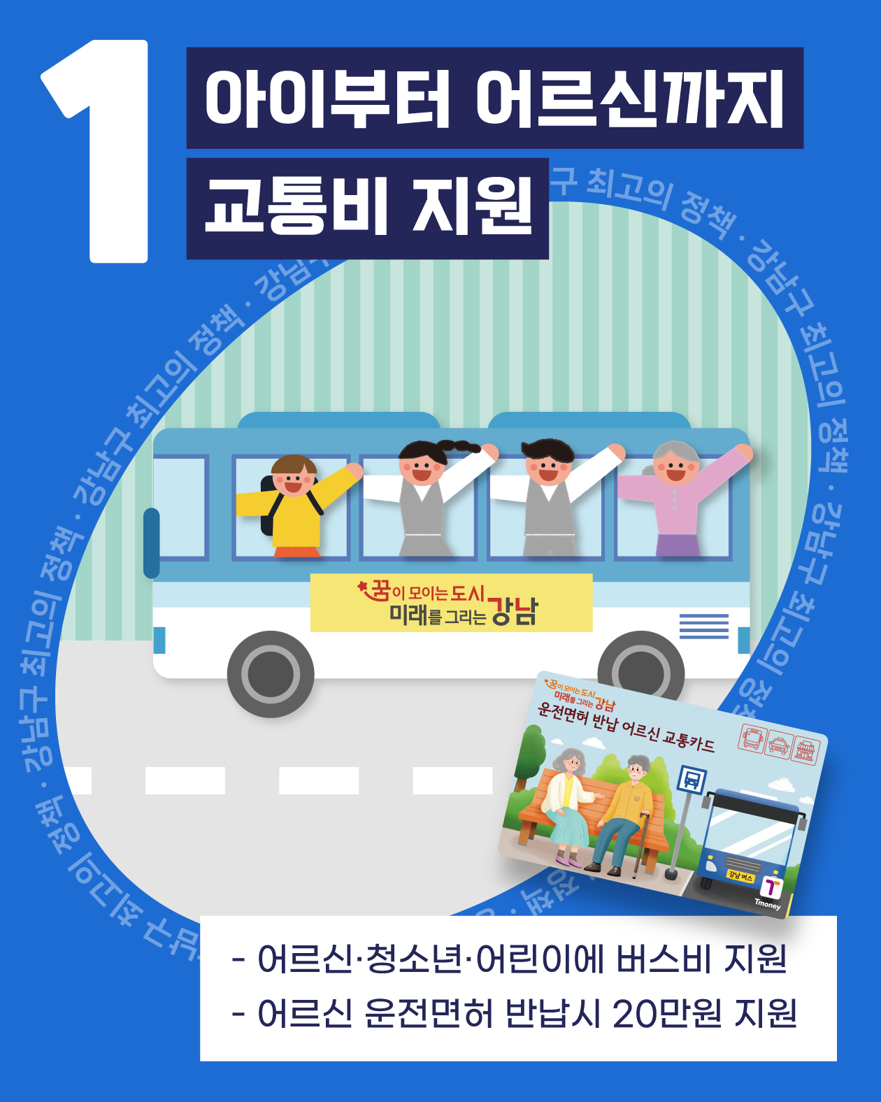 구민이 뽑은 최고의 강남구 정책1위 아이부터 어른까지 교통비 지원