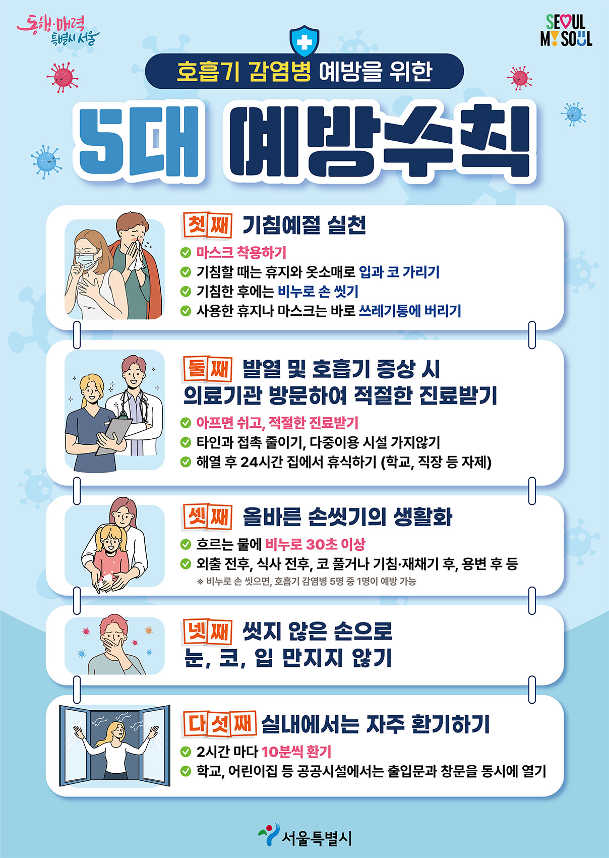 호흡기 감염병 예방을 위한 5대 예방수칙