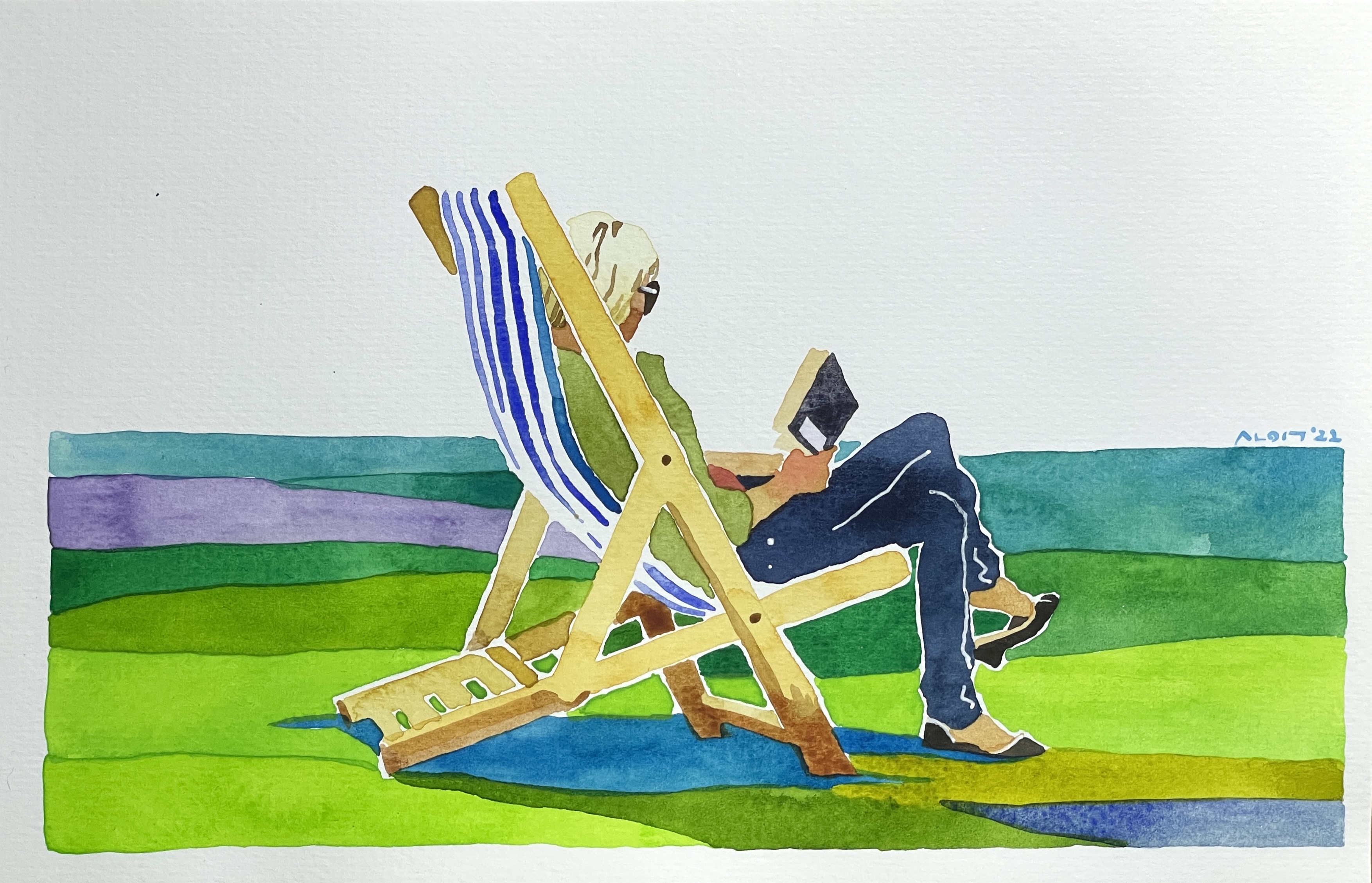 <휴식>, Watercolor on paper, 21x13.5cm, 2022
