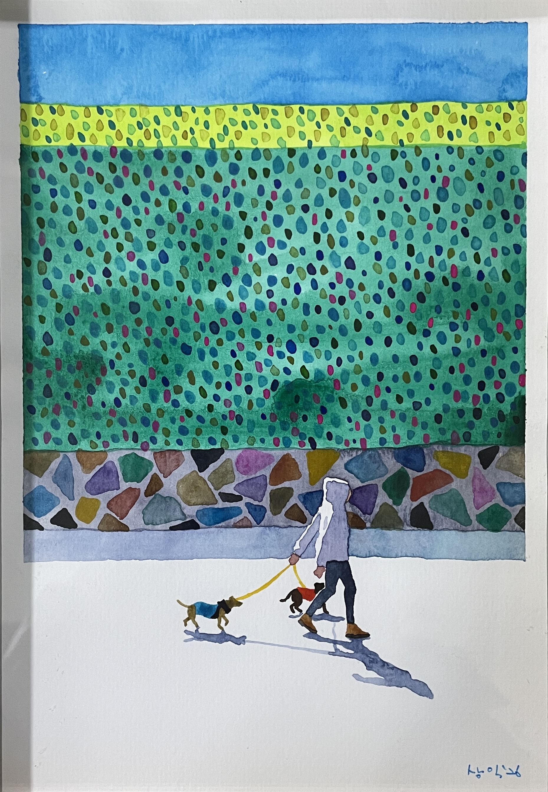 <산책>, Watercolor on paper, 21x13.5cm, 2026