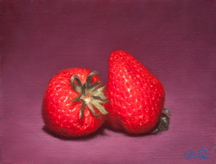 보랏빛과 딸기(Purple and Strawberry), 2026, Oil on canvas, H18 × W14 cm