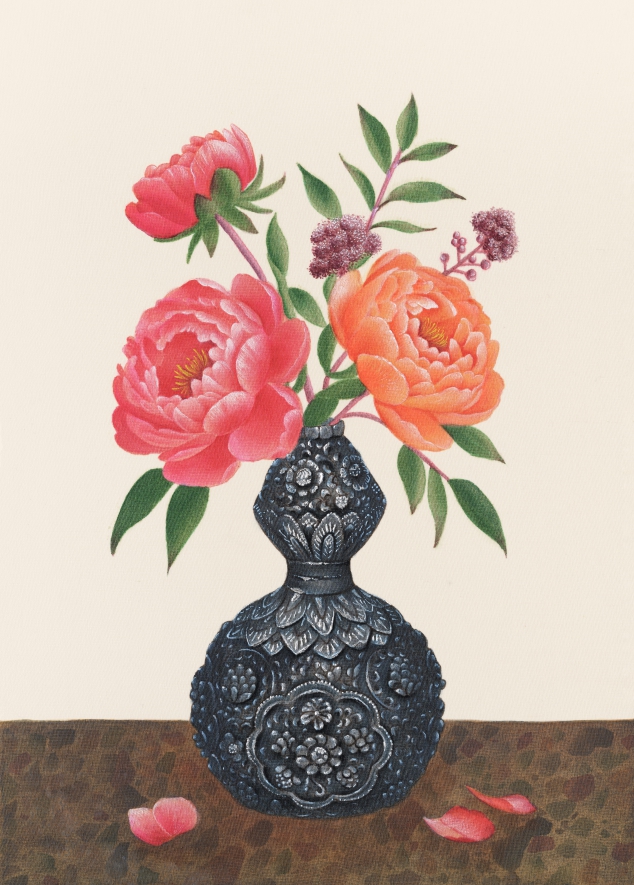 최지희, 비단 보화1, 비단에 진채, 42x30cm, 2026