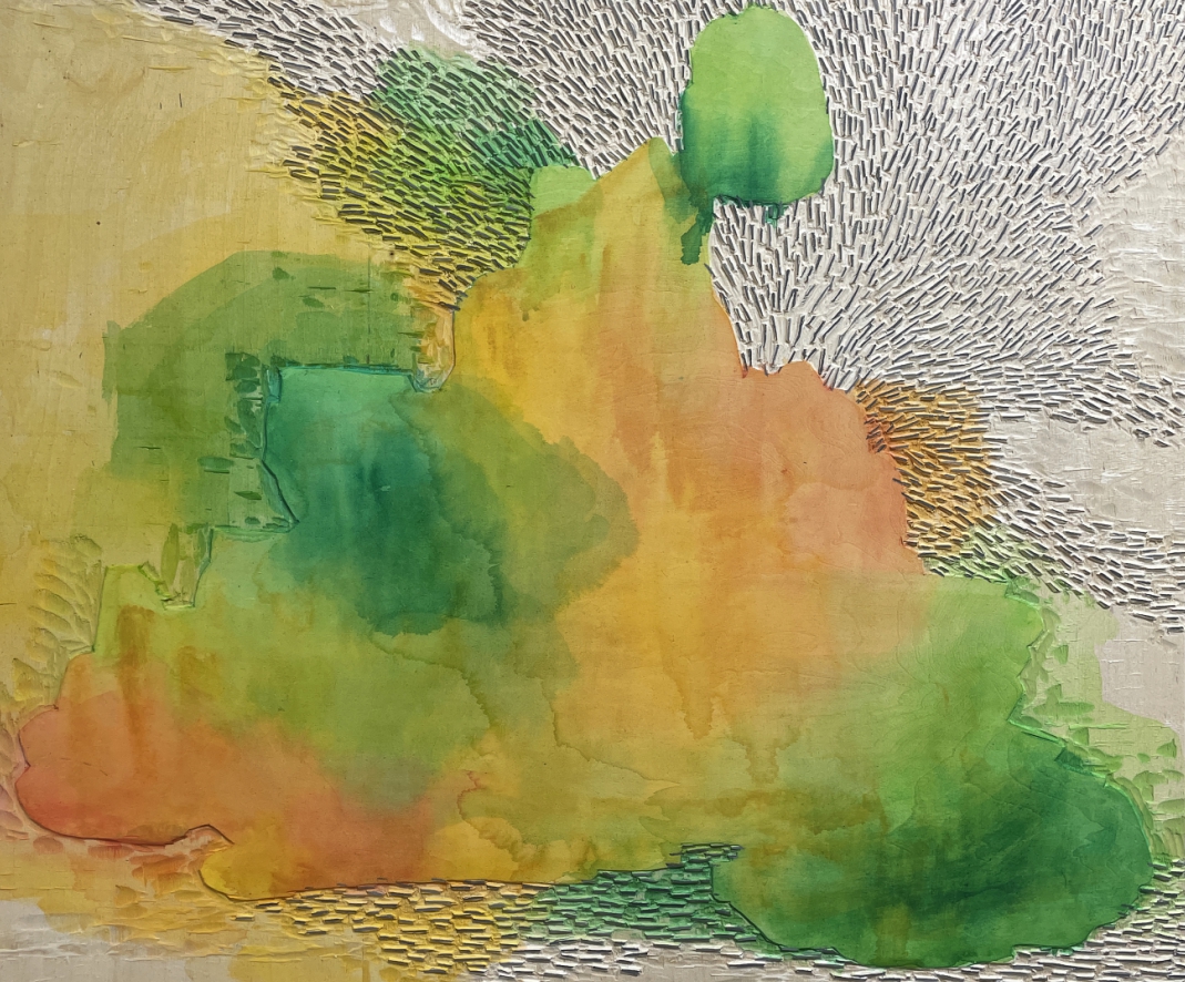 김희진, ForestonJanuary22, mixed media on woodcut plate, 50x60cm, 2026