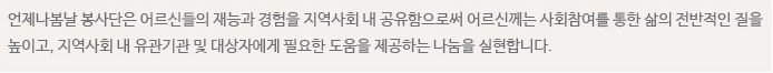 노인전문 자원봉사 사업<