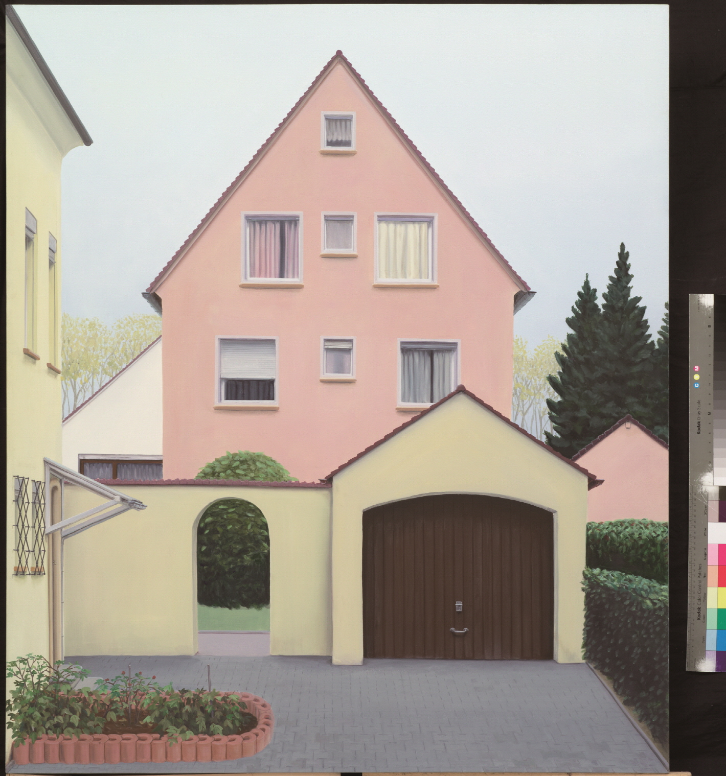잉고 바움가르텐, untitled (townscape Friedrichshafen, house and garage), 140x120cm, oil on canvas, 2005.jpg