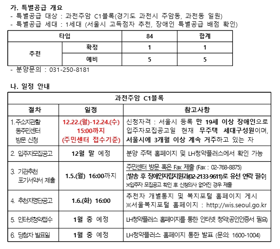 (장애인 특별공급) 과천주암 C1블록 개요.jpg
