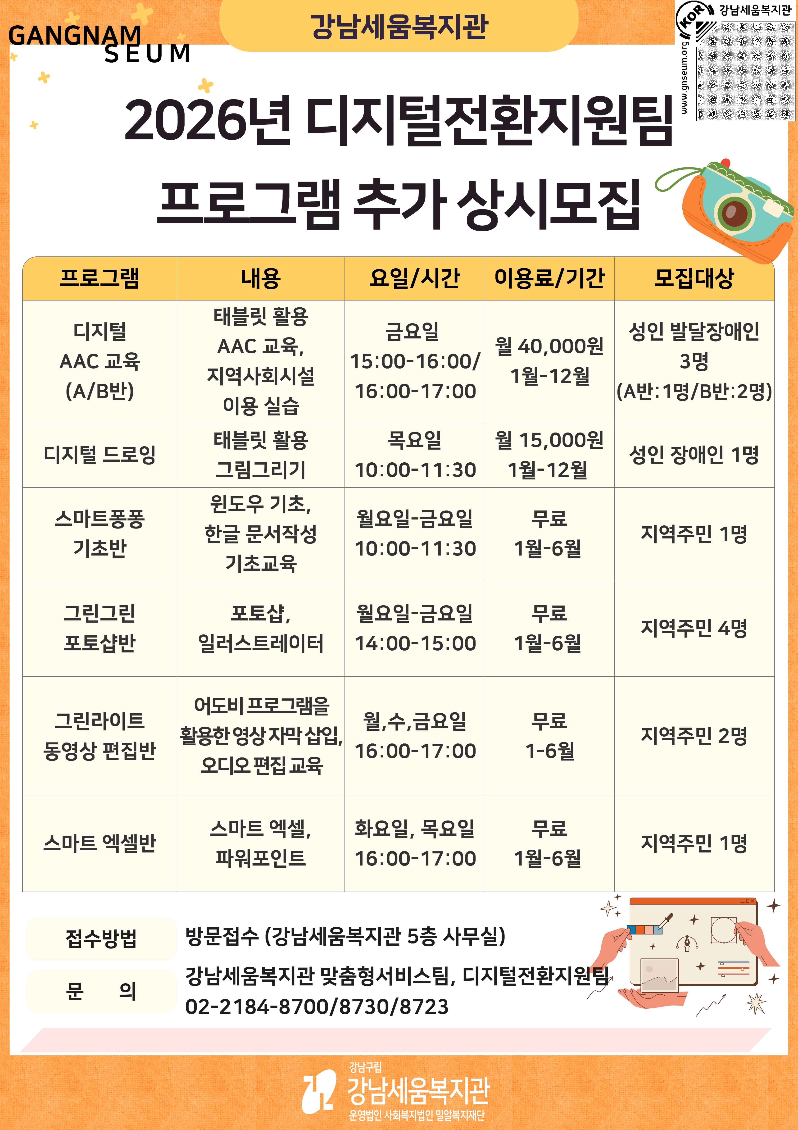 디지털 프로그램(디지털AAC,정보화 등) 참여자 모집