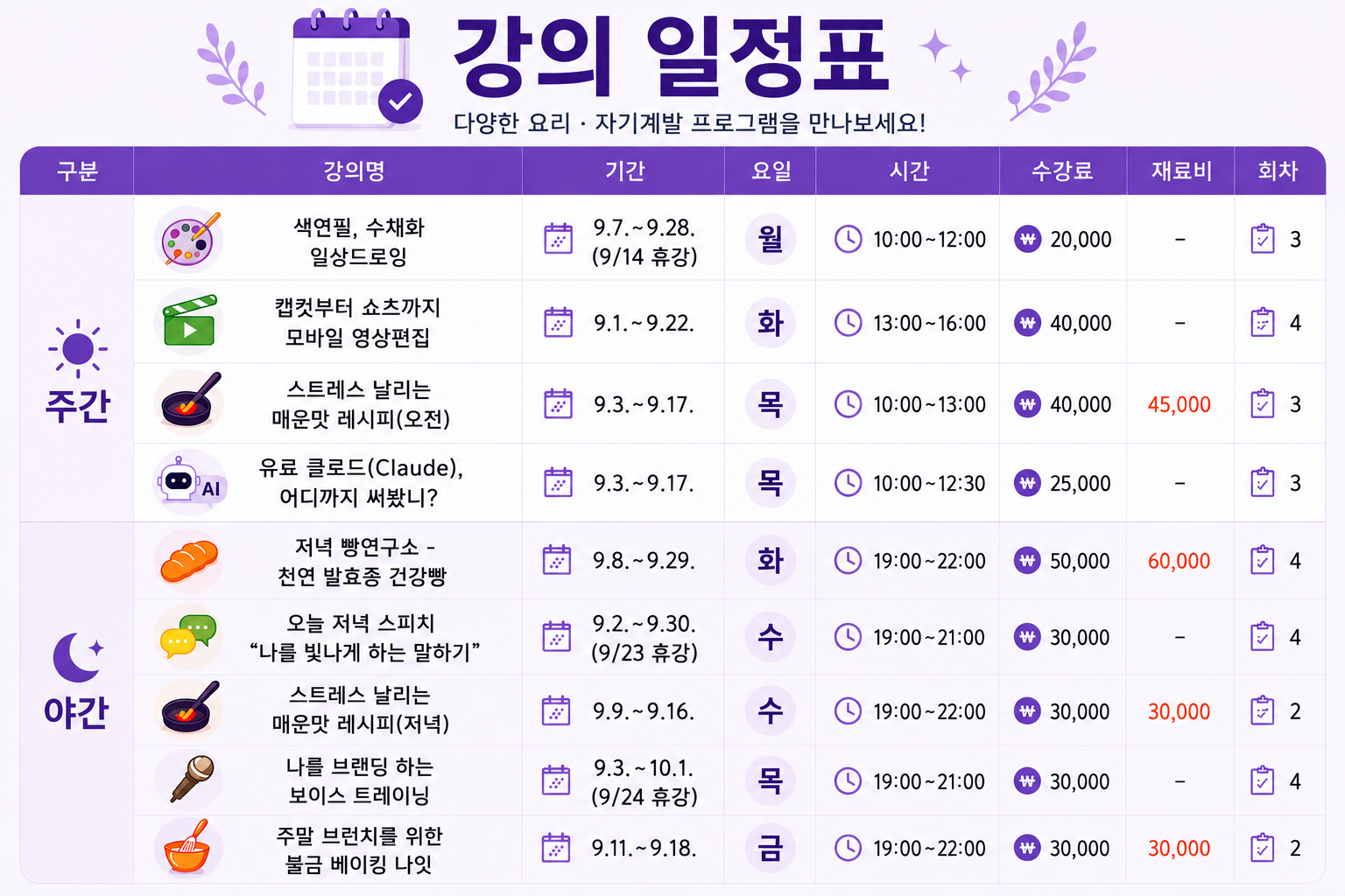 [모집] 2026년 9월 단기강좌 수강생 모집 안내