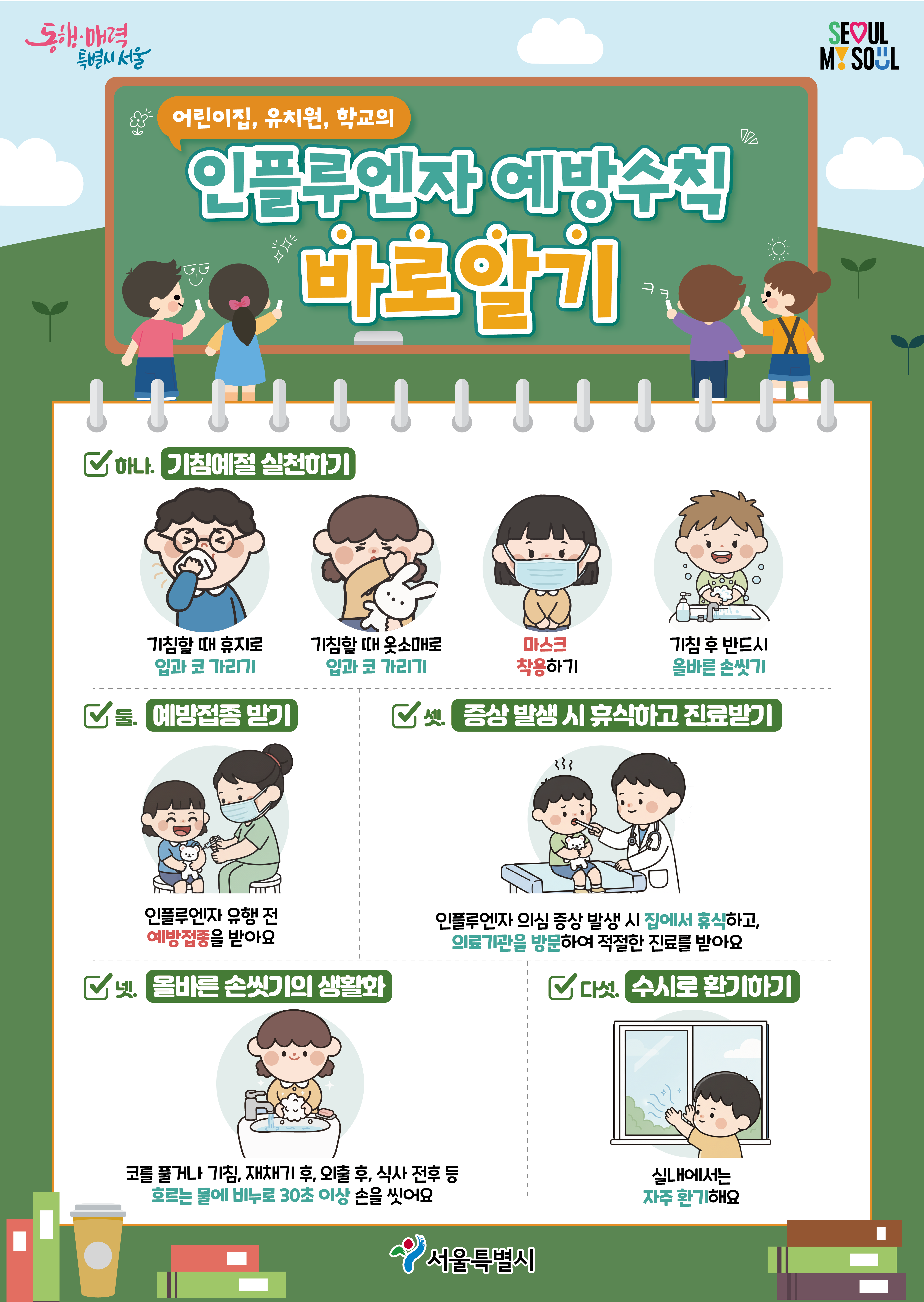 어린이집 학교 인플루엔자 예방수칙 포스터.png