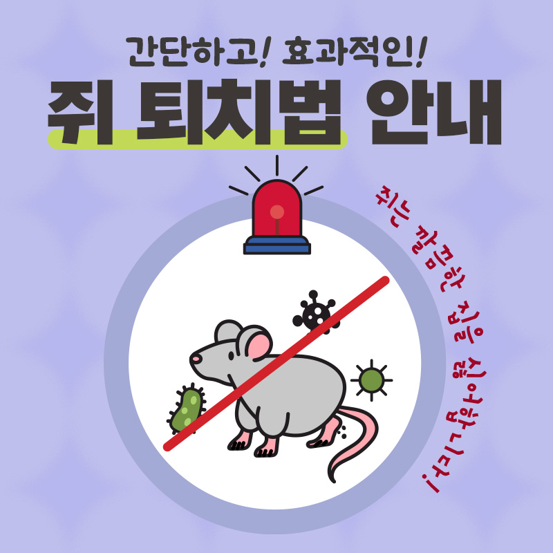 간단하고! 효과적인! 쥐 퇴치법 안내쥐는 깔끔한 집을 싫어합니다!